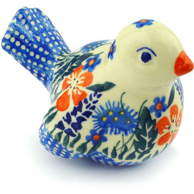 Polish Pottery Bird Figurine 4&quot;