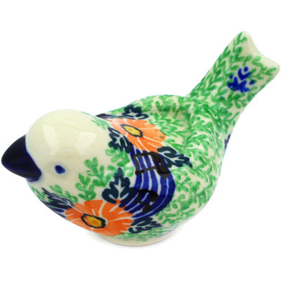 Polish Pottery Bird Figurine 4&quot; Spring Song UNIKAT