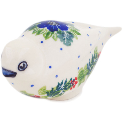 Polish Pottery Bird Figurine 4&quot; Springtime Wreath