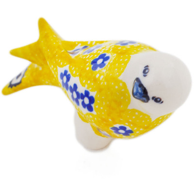 Polish Pottery Bird Figurine 4&quot; Sunburst Daisies