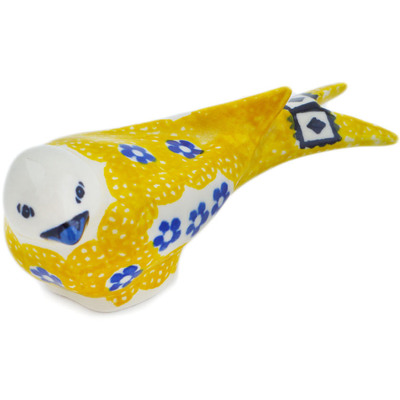 Polish Pottery Bird Figurine 4&quot; Sunburst Daisies