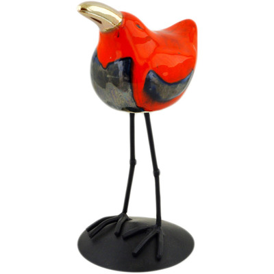 Ceramic Bird Figurine 6&quot; Red