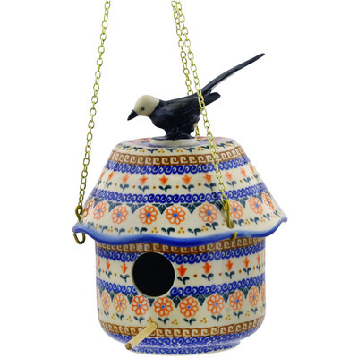 Polish Pottery Birdhouse 10&quot; Amarillo