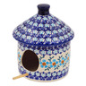Polish Pottery Birdhouse 7&quot; Blue Chain UNIKAT