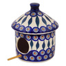 Polish Pottery Birdhouse 7&quot; Peacock Leaves