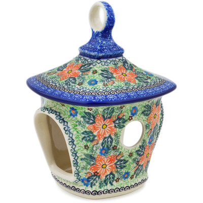 Polish Pottery Birdhouse 9&quot; Red Jackmanii UNIKAT