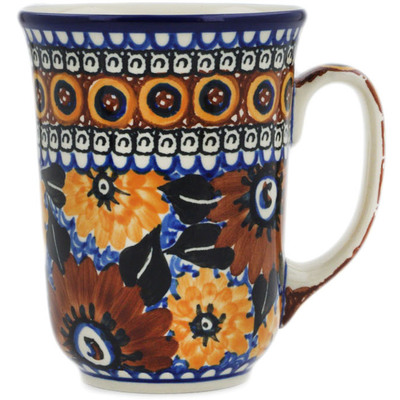 Polish Pottery Bistro Mug Autumn Chrysanthemums UNIKAT