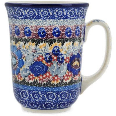 Polish Pottery Bistro Mug Beautiful Blues UNIKAT