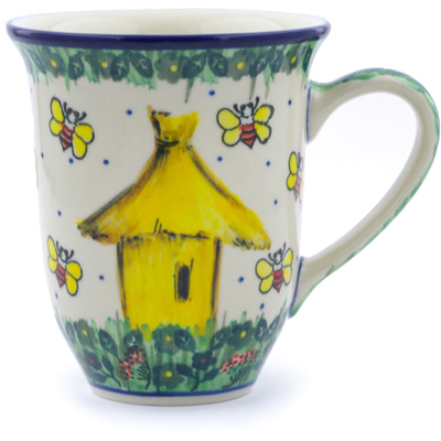 Polish Pottery Bistro Mug Bee Happy UNIKAT