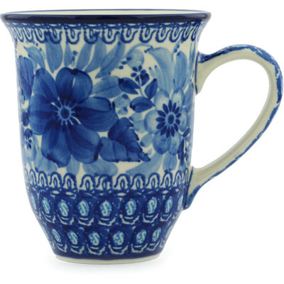 Polish Pottery Bistro Mug Bleu Boquet UNIKAT