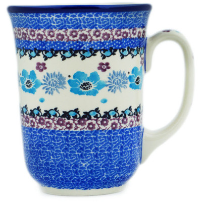 Polish Pottery Bistro Mug Blooming Blues