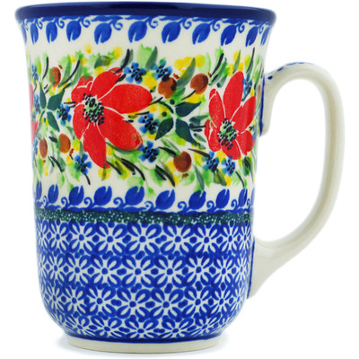 Polish Pottery Bistro Mug Blooming Daisies UNIKAT