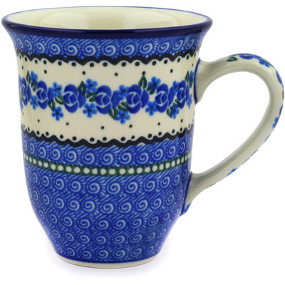 Polish Pottery Bistro Mug Blue Bud Sea