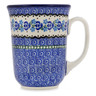 Polish Pottery Bistro Mug Blue Bud Sea
