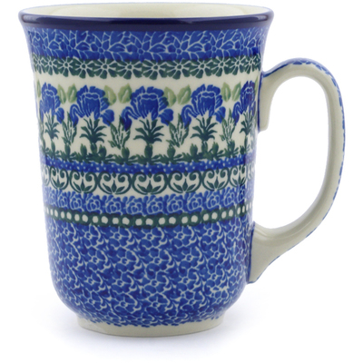 Polish Pottery Bistro Mug Blue Country UNIKAT