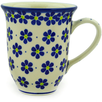 Polish Pottery Bistro Mug Blue Daisies