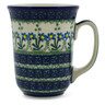 Polish Pottery Bistro Mug Blue Daisy Circle