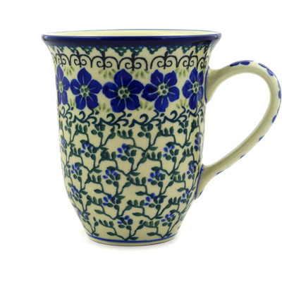 Polish Pottery Bistro Mug Blue Dogwood