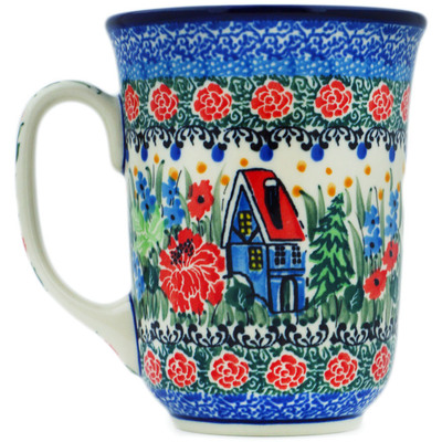 Polish Pottery Bistro Mug Blue Escape UNIKAT