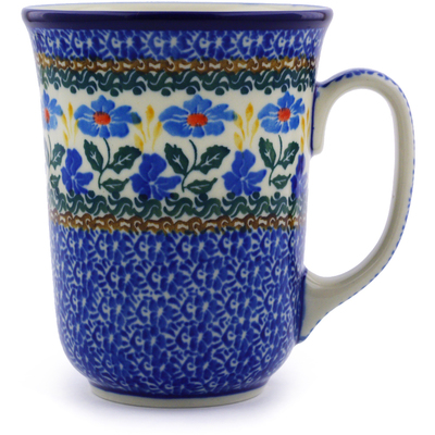 Polish Pottery Bistro Mug Blue Forget-me-nots