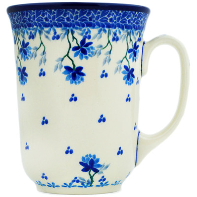Polish Pottery Bistro Mug Blue Grapevine