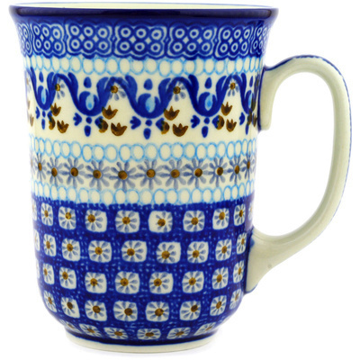 Polish Pottery Bistro Mug Blue Ice