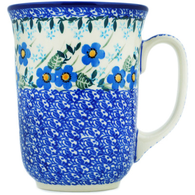 Polish Pottery Bistro Mug Blue Joy