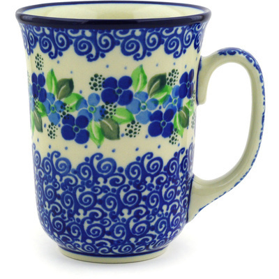 Polish Pottery Bistro Mug Blue Phlox