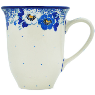 Polish Pottery Bistro Mug Blue Spring Blue