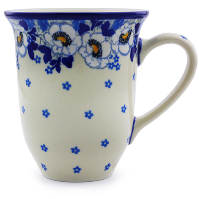Polish Pottery Bistro Mug Blue Spring