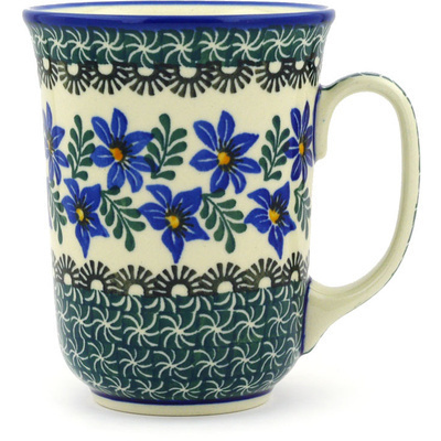 Polish Pottery Bistro Mug Blue Violets