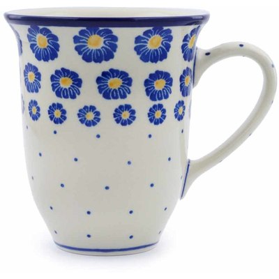 Polish Pottery Bistro Mug Blue Zinnia
