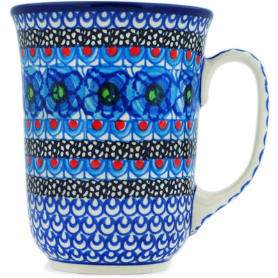 Polish Pottery Bistro Mug Blueberry Flowers UNIKAT