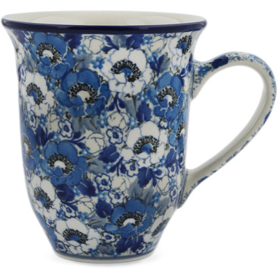 Polish Pottery Bistro Mug Bluebottles UNIKAT