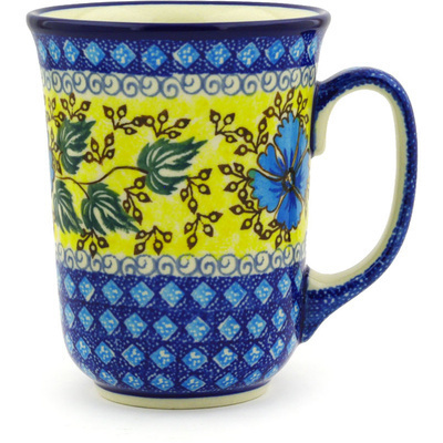 Polish Pottery Bistro Mug Brilliant In Blue UNIKAT
