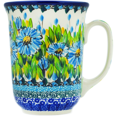 Polish Pottery Bistro Mug Buquet Azul UNIKAT