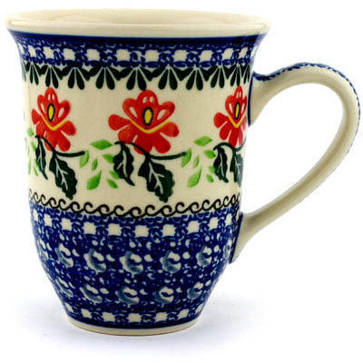 Polish Pottery Bistro Mug Christmas Rose