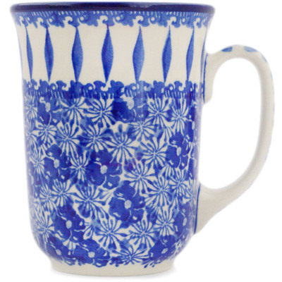 Polish Pottery Bistro Mug Cobalt Leaf Variation