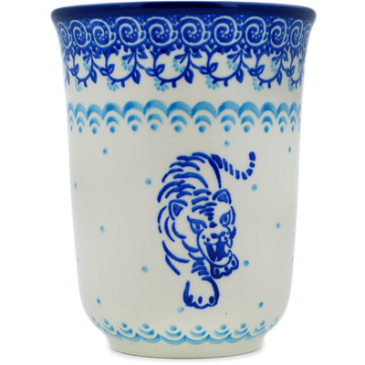 Polish Pottery Bistro Mug Cobalt Tiger