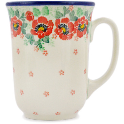 Polish Pottery Bistro Mug Crimson Poppy