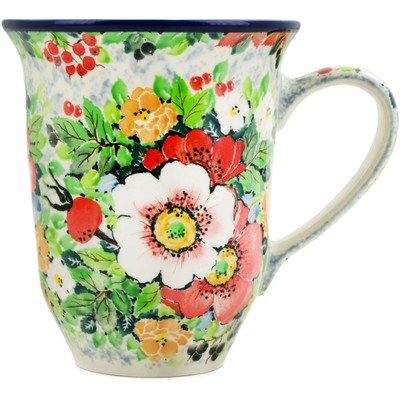 Polish Pottery Bistro Mug Crimson Wild Rose UNIKAT