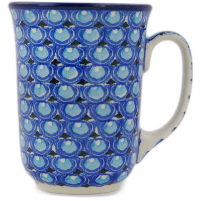 Polish Pottery Bistro Mug Deep Ocean Shells UNIKAT