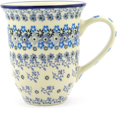 Polish Pottery Bistro Mug Delicate Blue Composition
