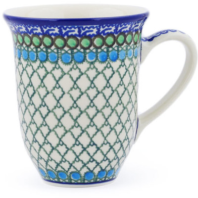 Polish Pottery Bistro Mug Emerald Basket UNIKAT