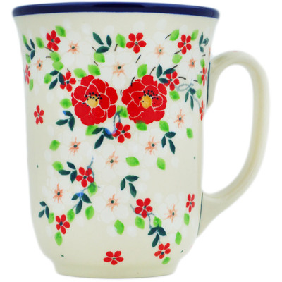 Polish Pottery Bistro Mug Festive Misteltoe UNIKAT