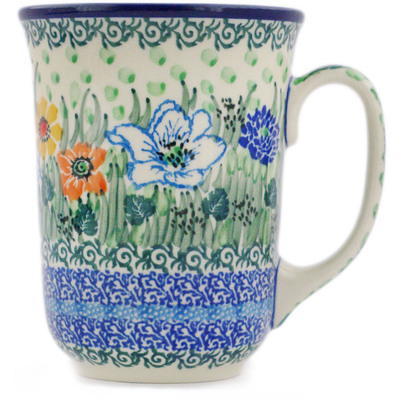Polish Pottery Bistro Mug Floral Dragonfly UNIKAT