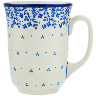 Polish Pottery Bistro Mug Forget-me-not Rain