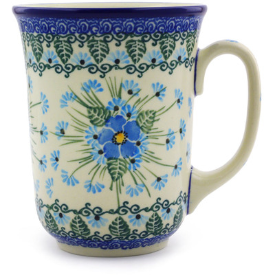 Polish Pottery Bistro Mug Forget Me Not UNIKAT