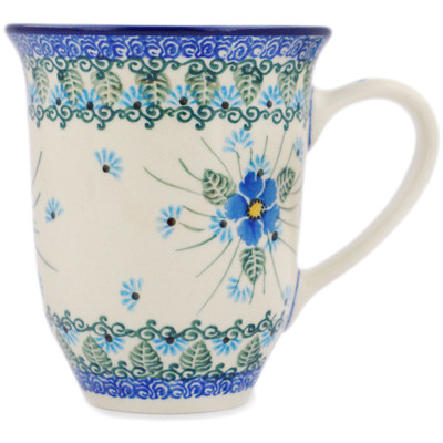 Polish Pottery Bistro Mug Forget Me Not UNIKAT