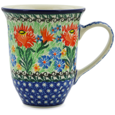 Polish Pottery Bistro Mug Garden Of Red UNIKAT